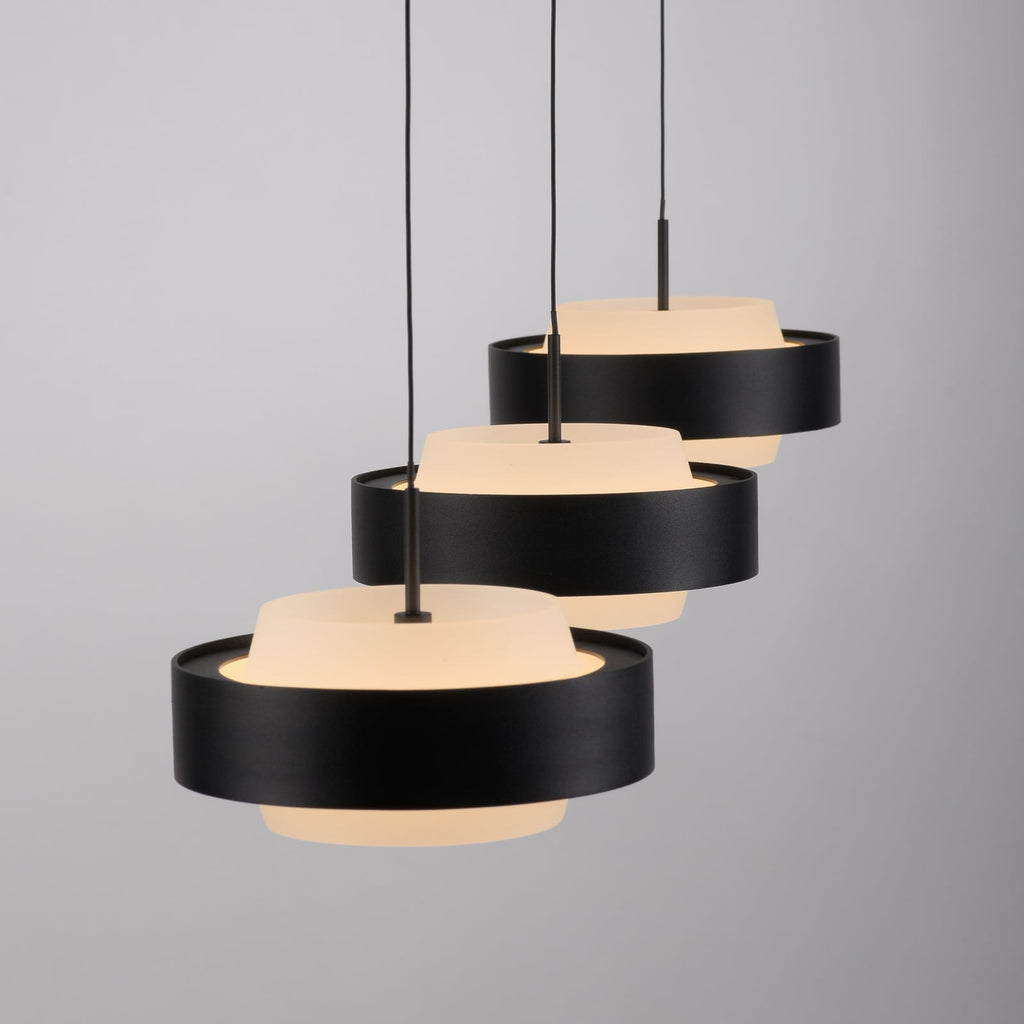 LED pendellampe Elmo 3-lys svart glass dimbar 3000K høydejustering