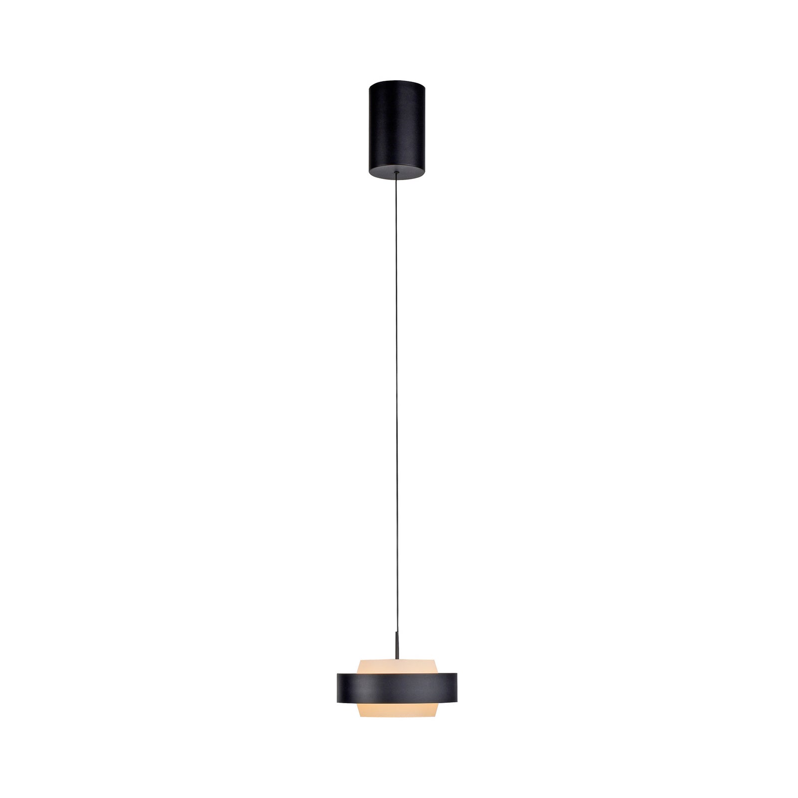 Montert LED pendellampe Elmo dimbar glass svart Ø17,5 cm i rom