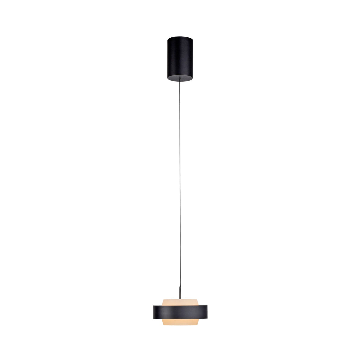 Montert LED pendellampe Elmo dimbar glass svart Ø17,5 cm i rom