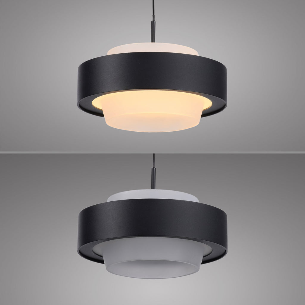 Nærbilde av LED pendellampe Elmo dimbar glass svart Ø17,5 cm