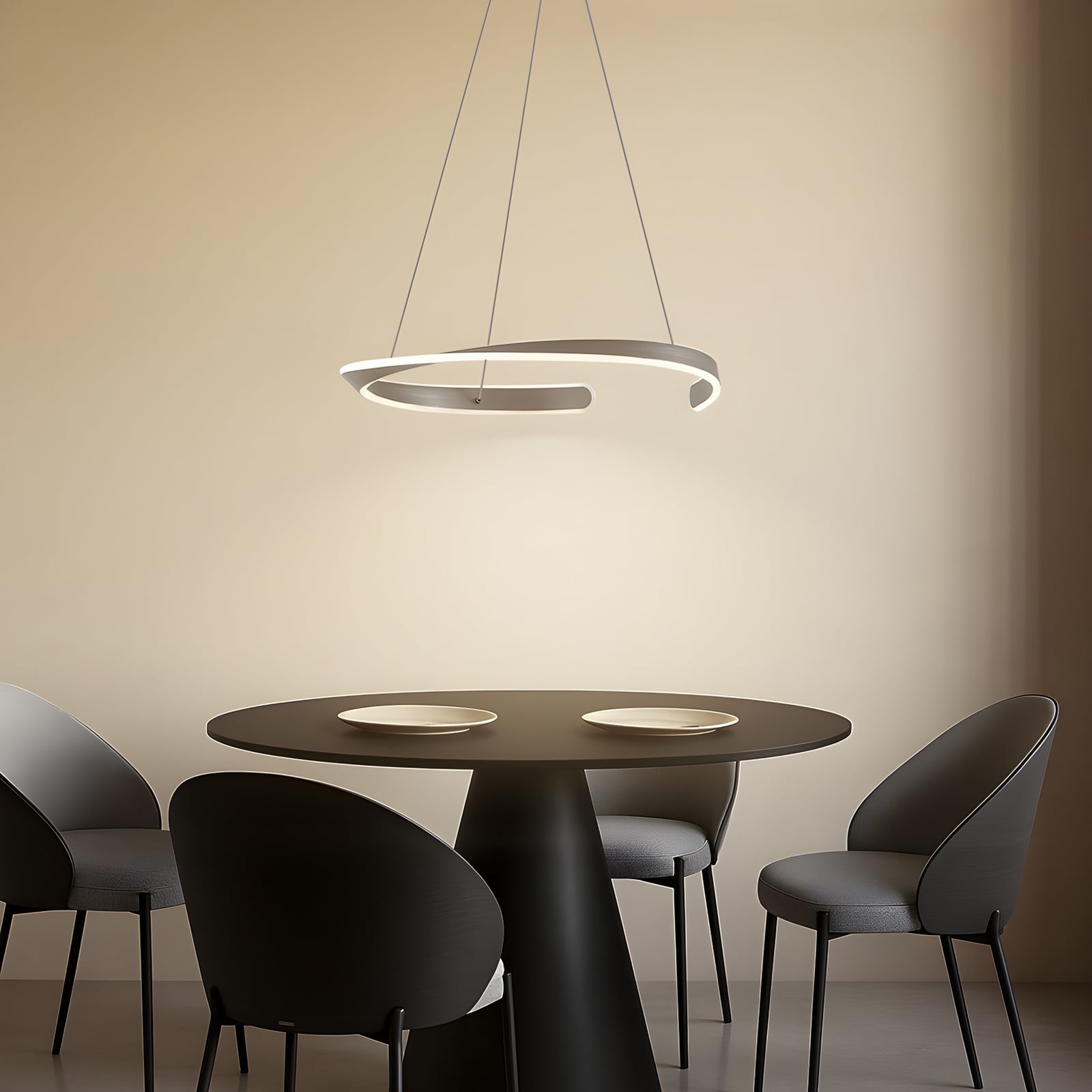 LED pendellampe Eloura sølv metall CCT Ø58 cm 40W bakside