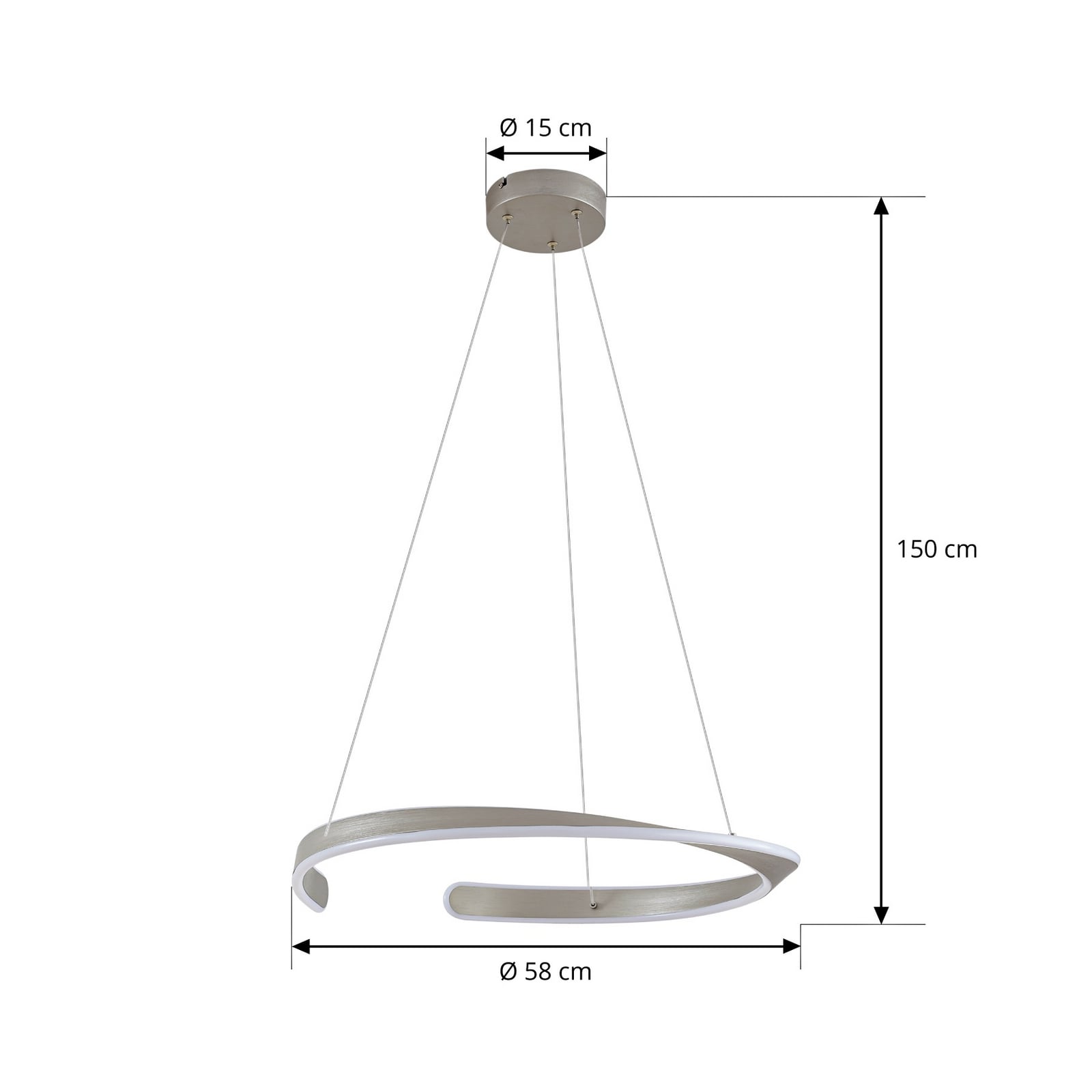 LED pendellampe Eloura sølv metall CCT Ø58 cm 40W nærbilde