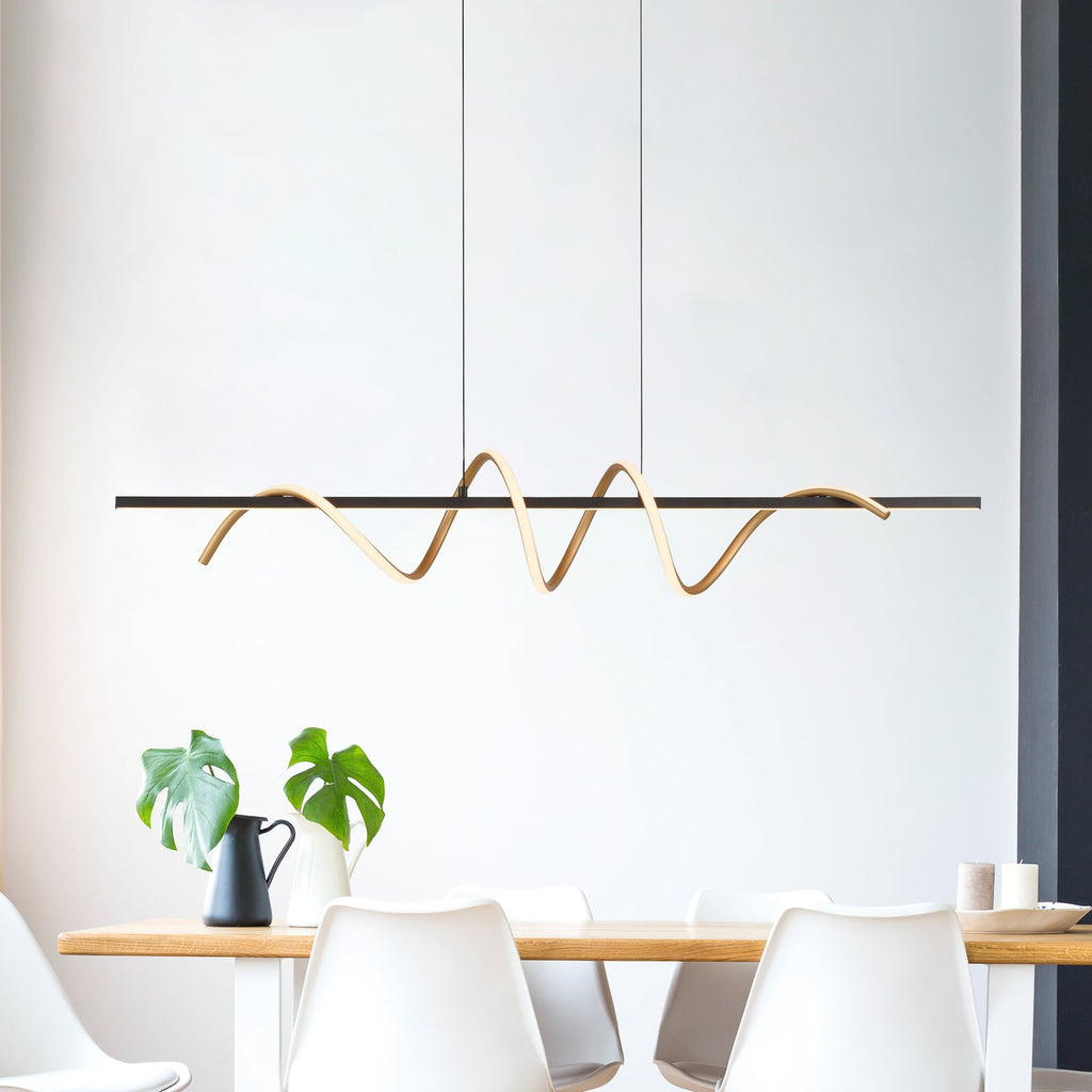 LED pendellampe Emanda svart/messing dimbar 120 cm forfra