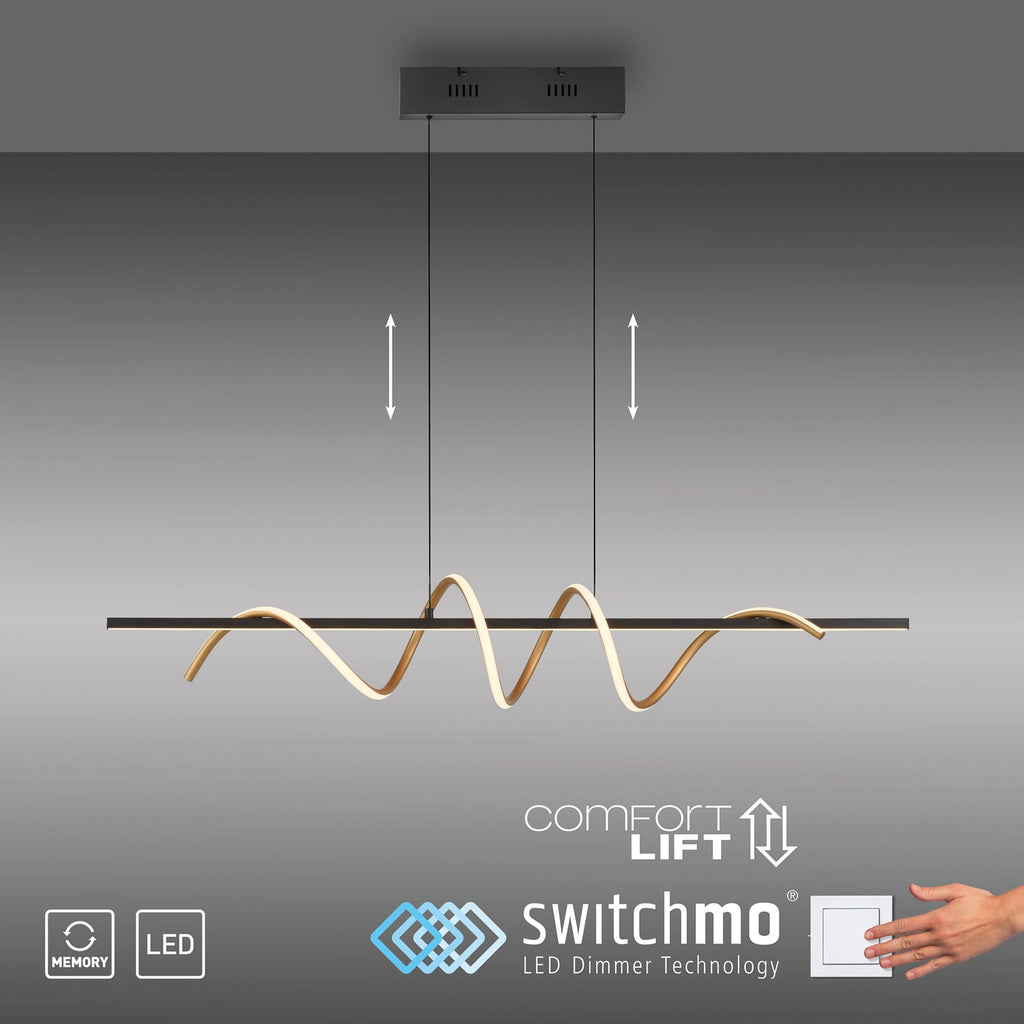LED pendellampe Emanda svart/messing i moderne interiør