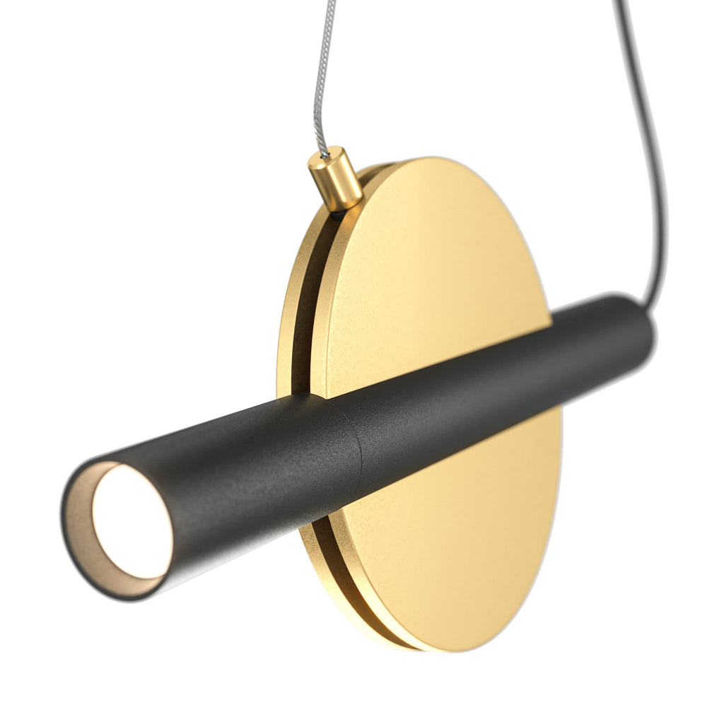 LED pendellampe Enigma høydejusterbar messing 5W 30 cm detalj