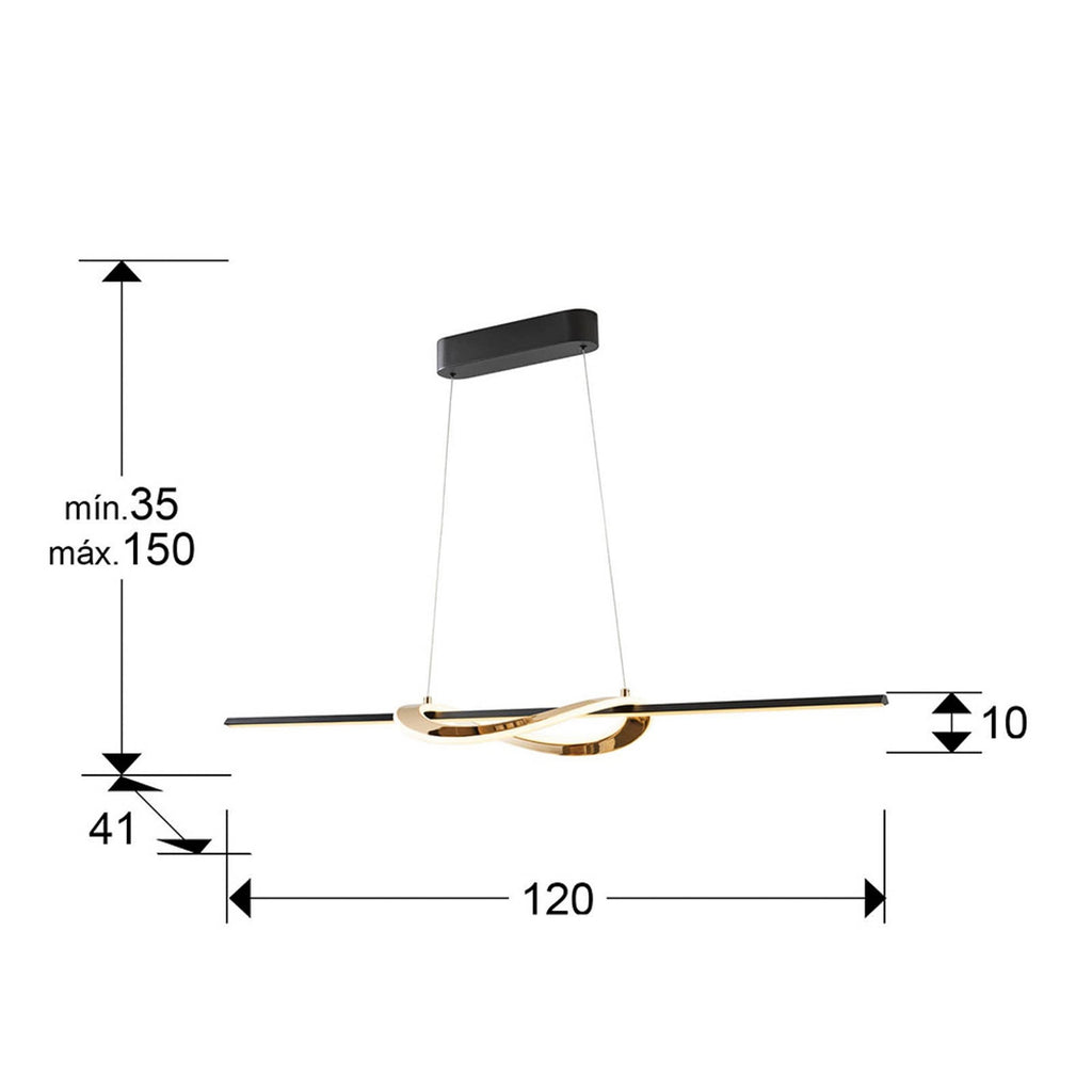 LED pendellampe Enora svart/gull CCT dimbar 120 cm detalj