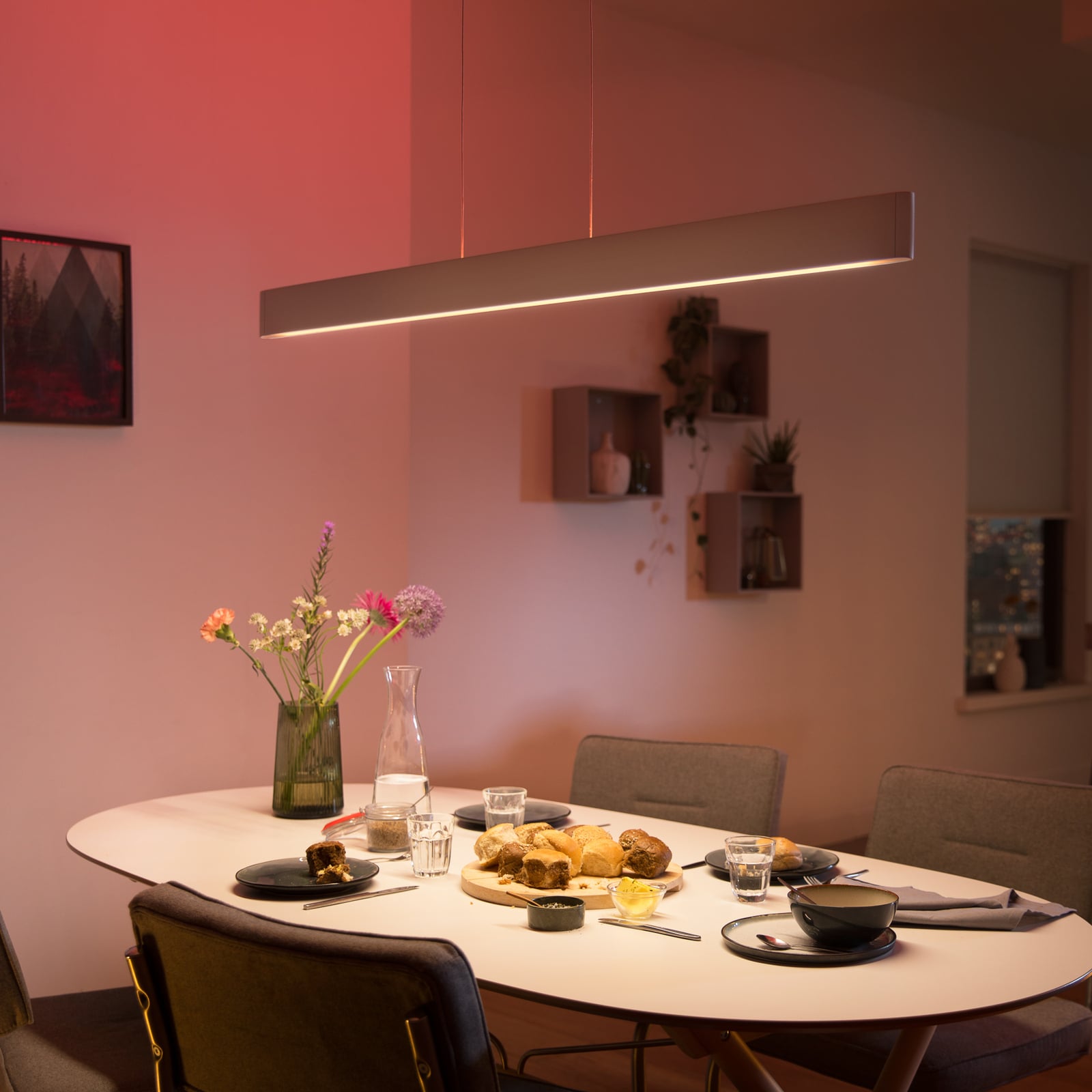 LED pendellampe Ensis hvit dimbar RGBW 130 cm bakside