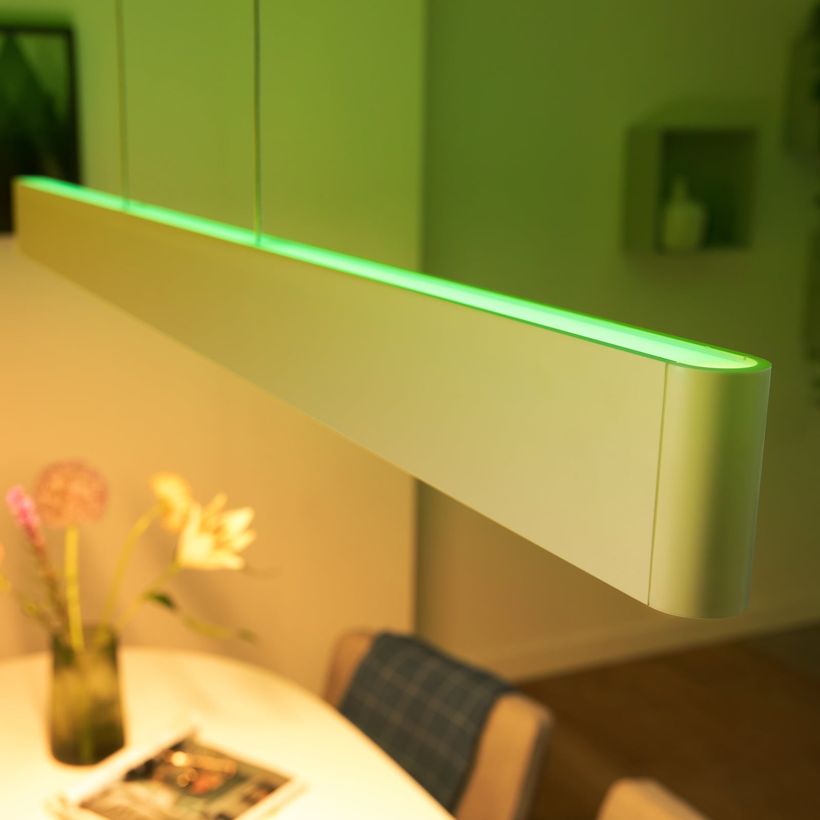 LED pendellampe Ensis hvit dimbar RGBW 130 cm smart styring