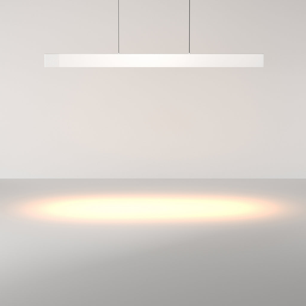 Montert LED pendellampe Ephoria hvit aluminium dimbar 116 cm 36W i rom