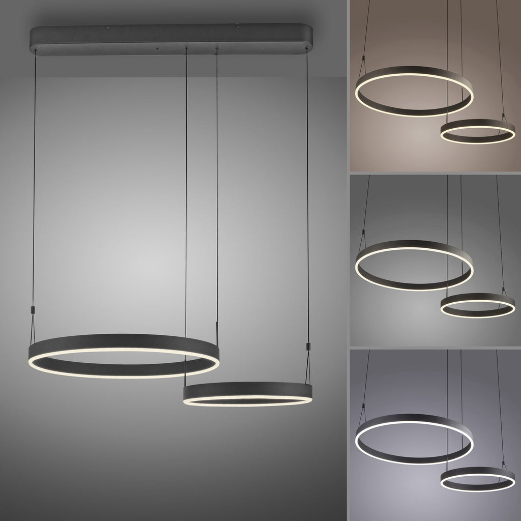 LED pendellampe Esko svart 90 cm med lys på