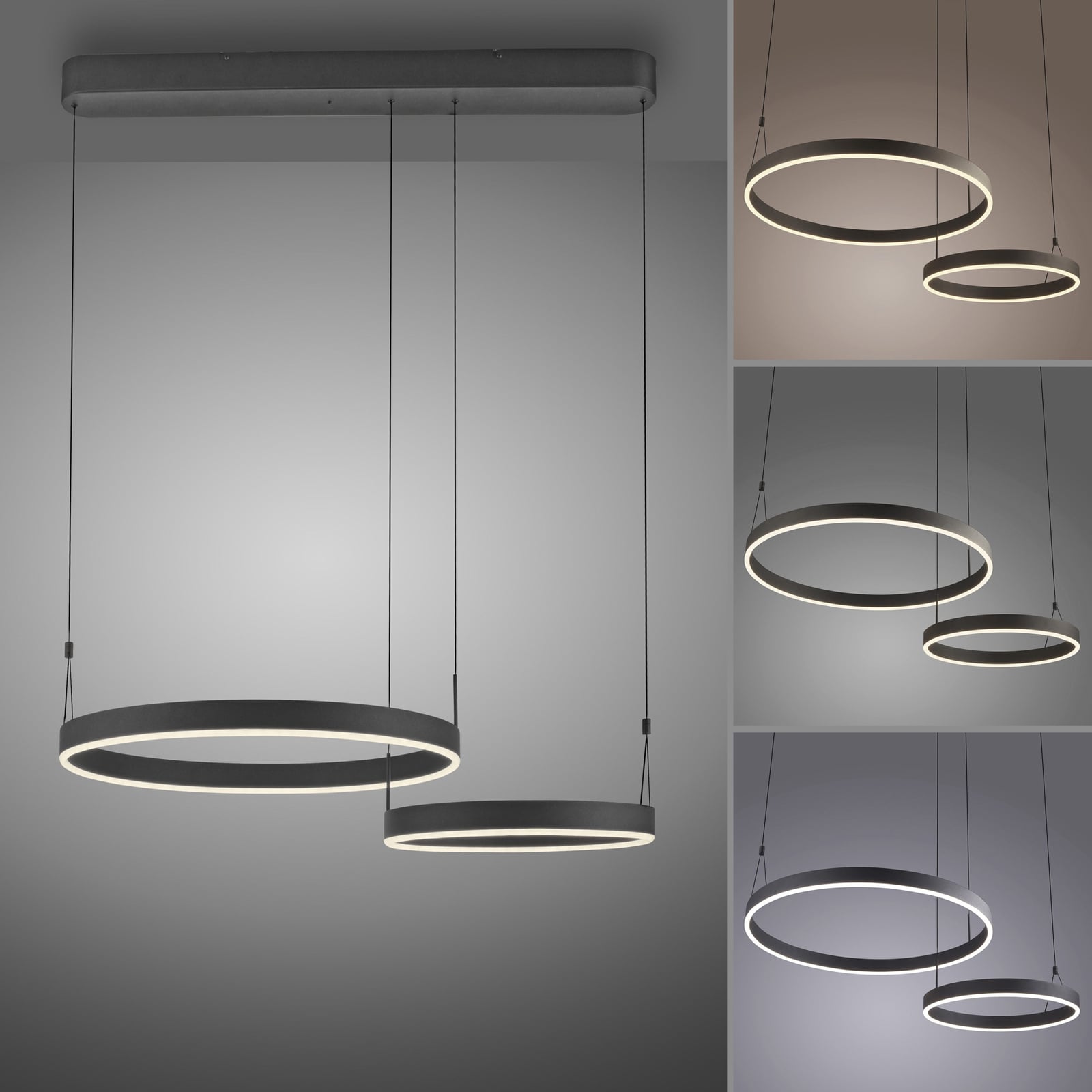 LED pendellampe Esko svart 90 cm med lys på