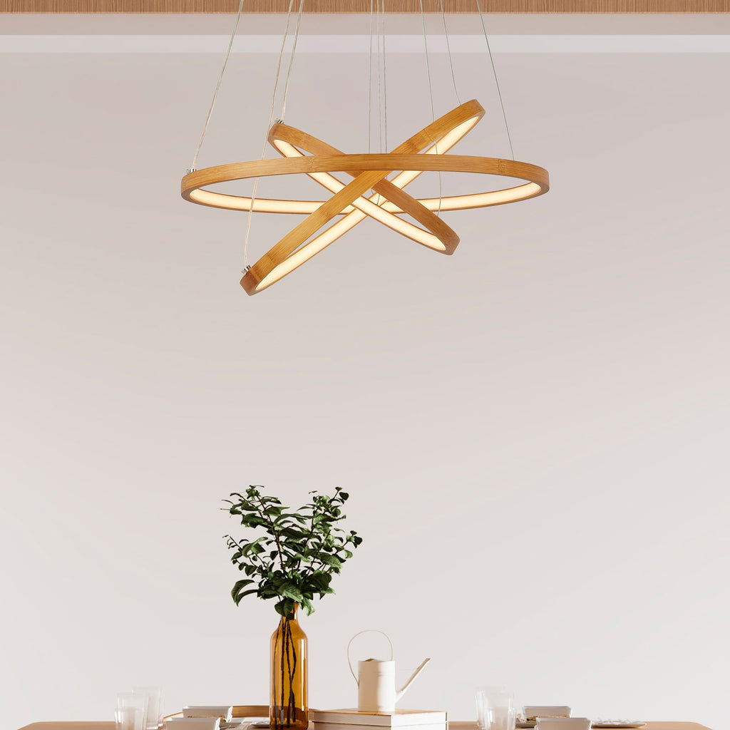 LED pendellampe Eternity bambus gullfarget Ø50 cm bakside
