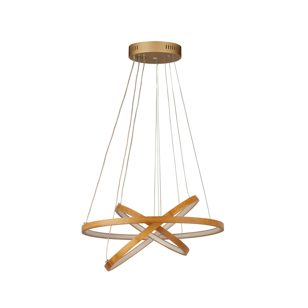Montert LED pendellampe Eternity bambus gullfarget Ø50 cm i rom