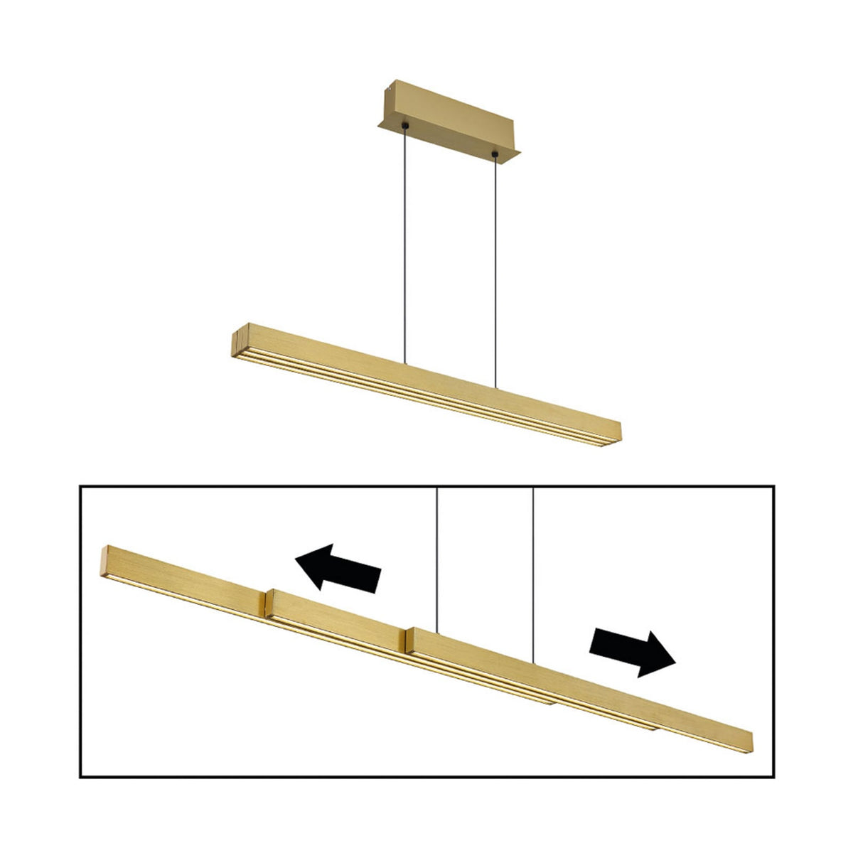 LED pendellampe Ethan messingfarget CCT dimbar 150 cm lys på
