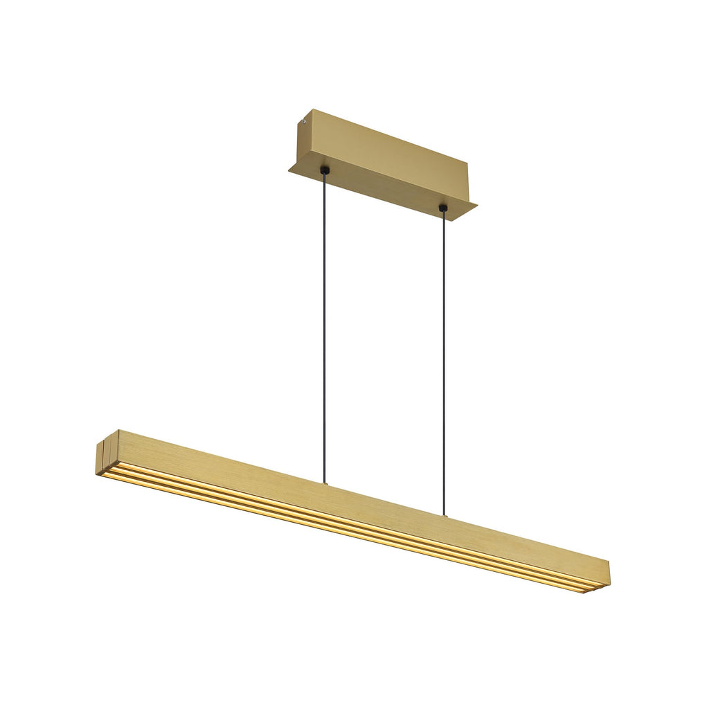 LED pendellampe Ethan messingfarget CCT dimbar 150 cm montert i rom