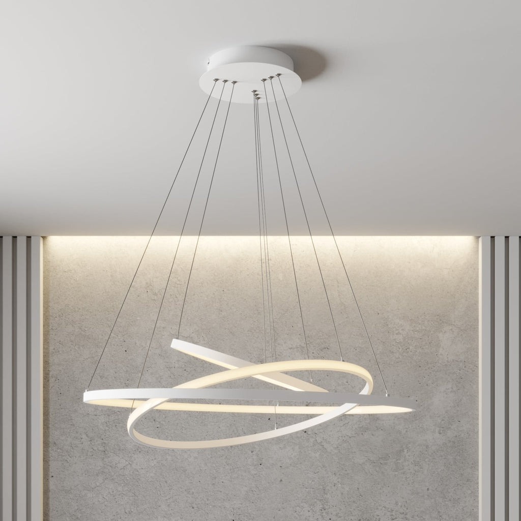 LED pendellampe Ezana 3 ringer dimbar hvit forfra