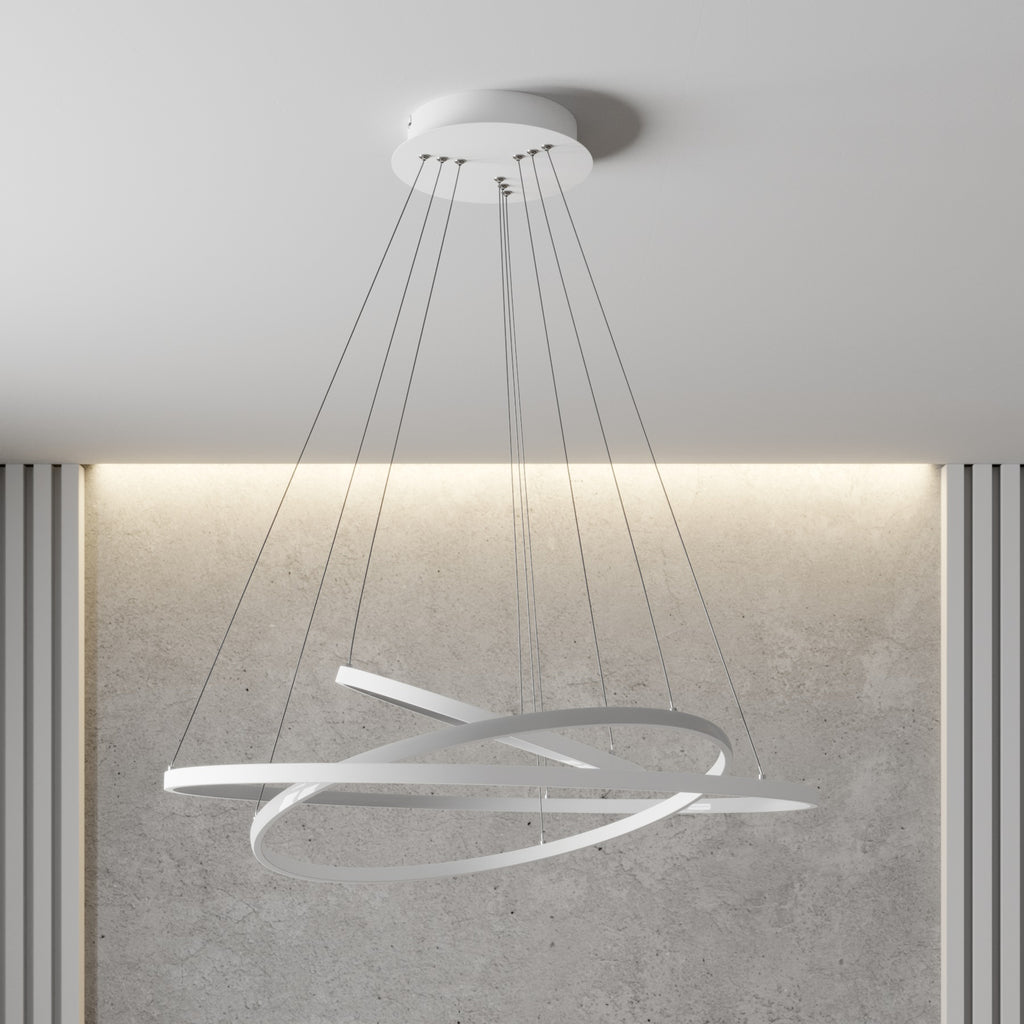 LED pendellampe Ezana 3 ringer dimbar hvit detalj av ringer