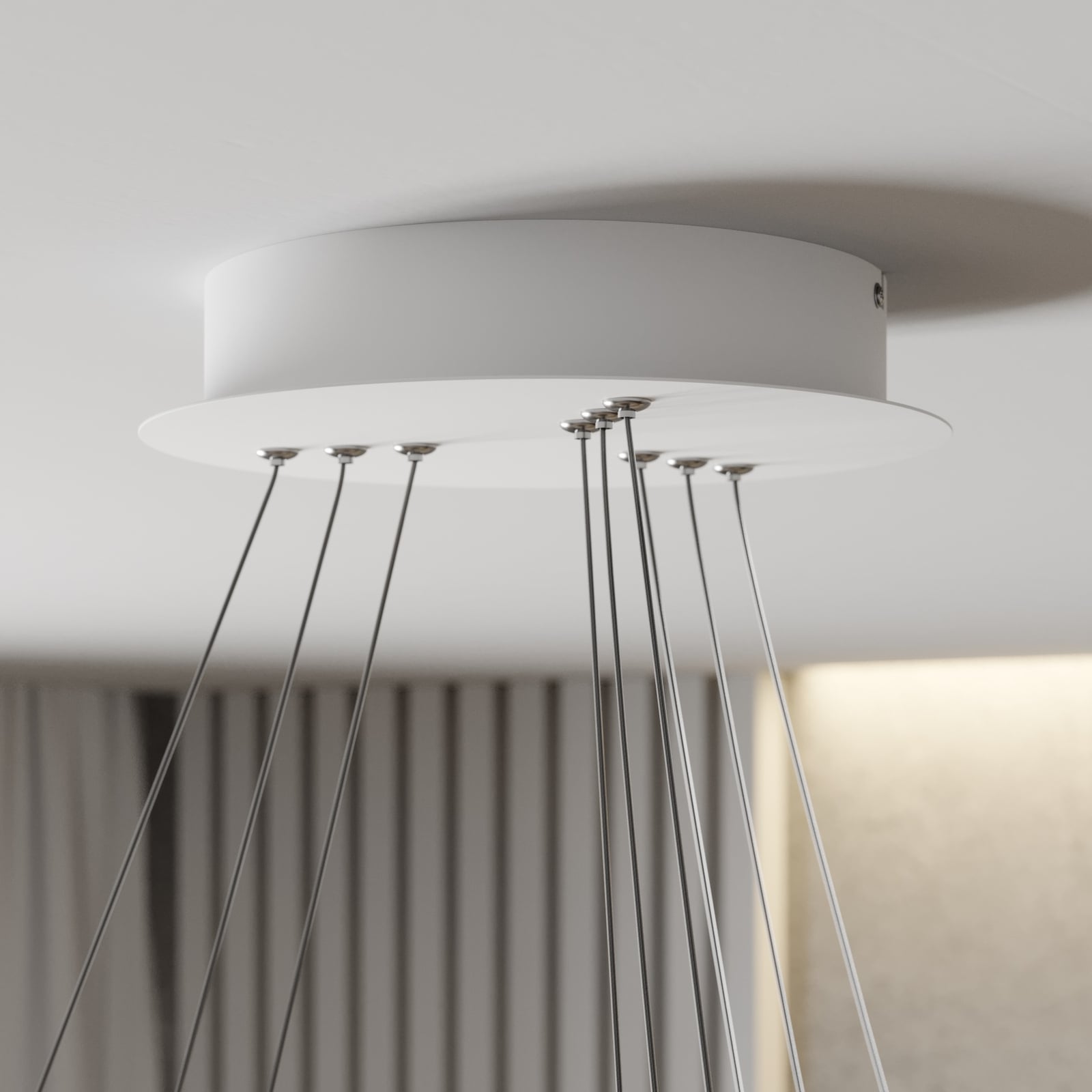 LED pendellampe Ezana 3 ringer dimbar hvit montert i rom