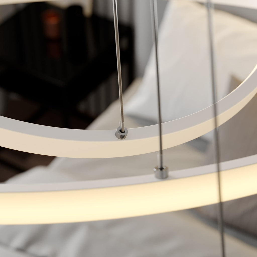 LED pendellampe Ezana 3 ringer dimbar hvit nærbilde av oppheng