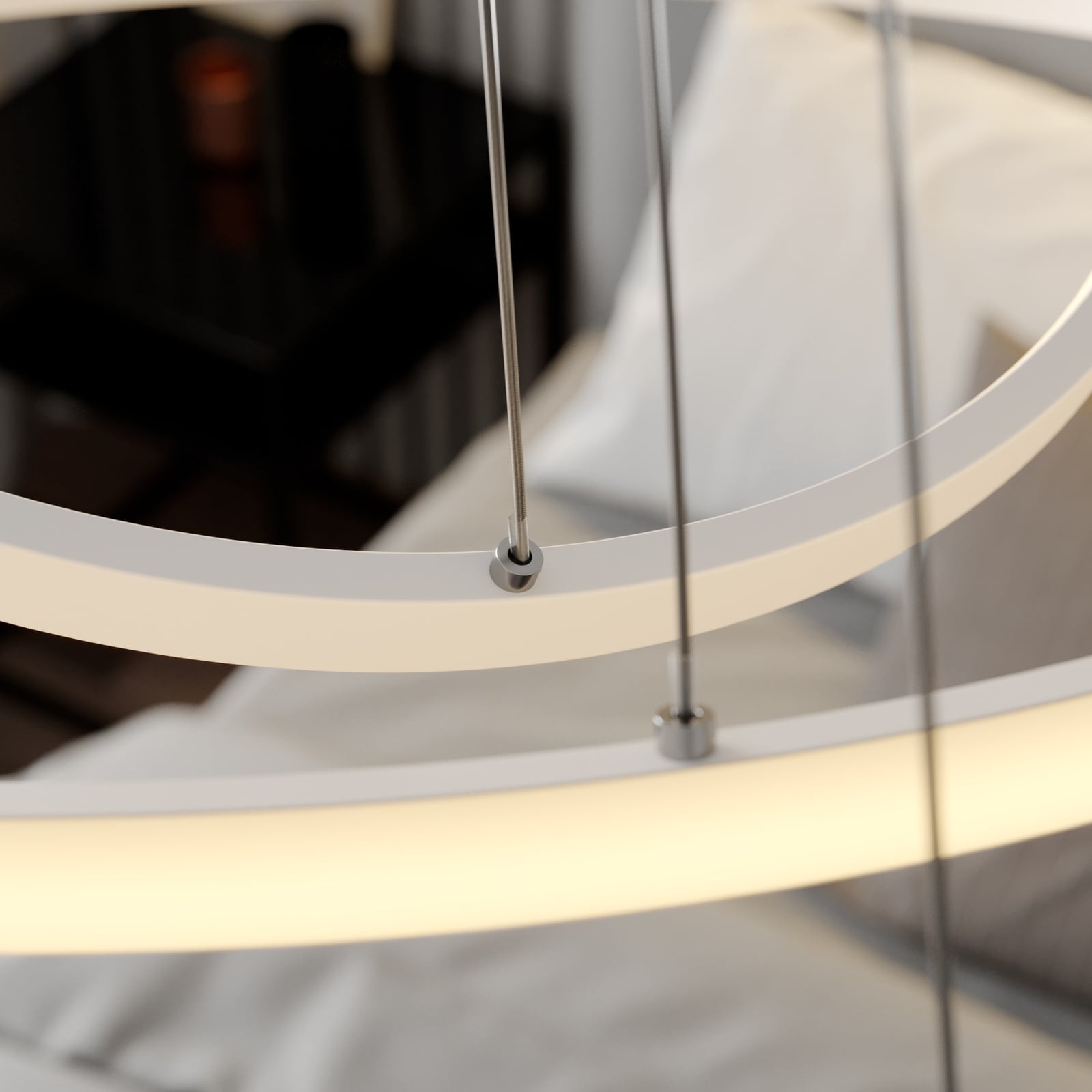 LED pendellampe Ezana 3 ringer dimbar hvit nærbilde av oppheng