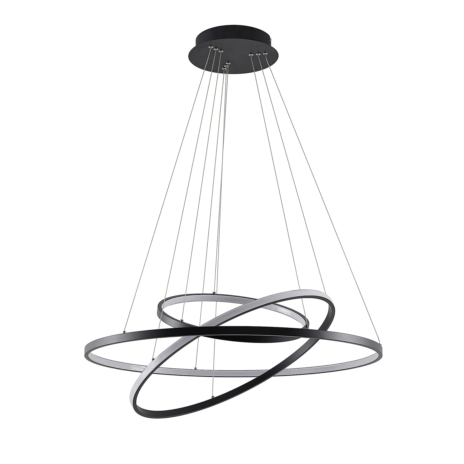 LED pendellampe Ezana 3 ringer dimbar svart lysbilde