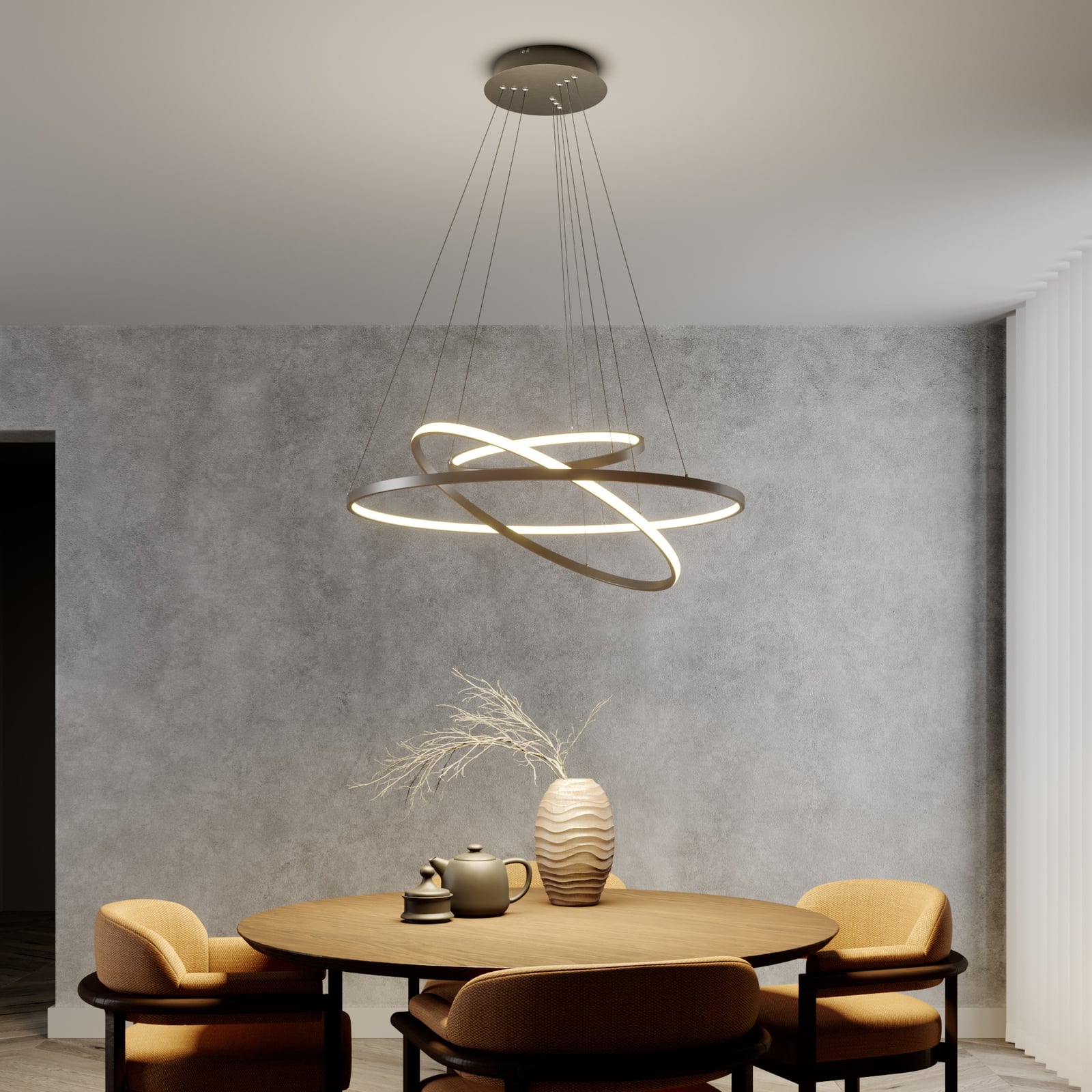 LED pendellampe Ezana nikkel 3 ringer bakside