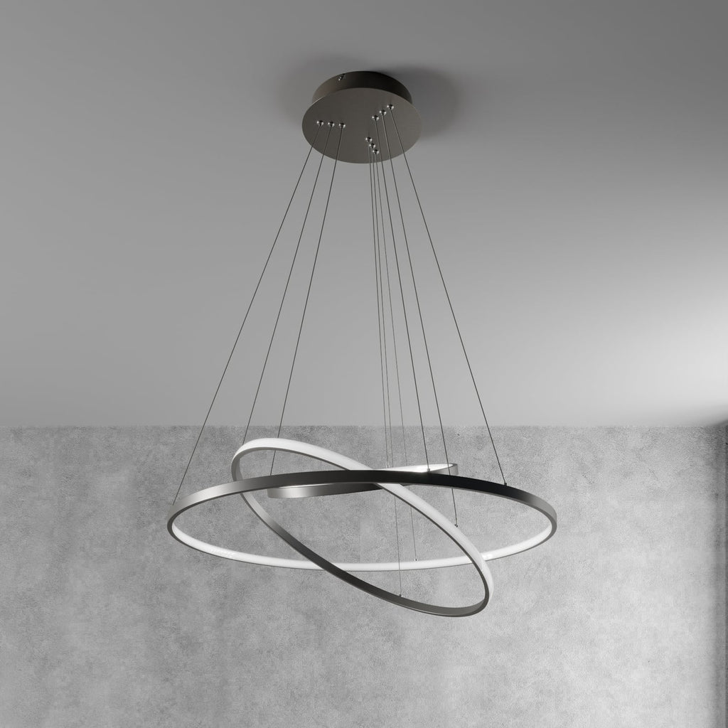 Detalj av LED pendellampe Ezana nikkel 3 ringer