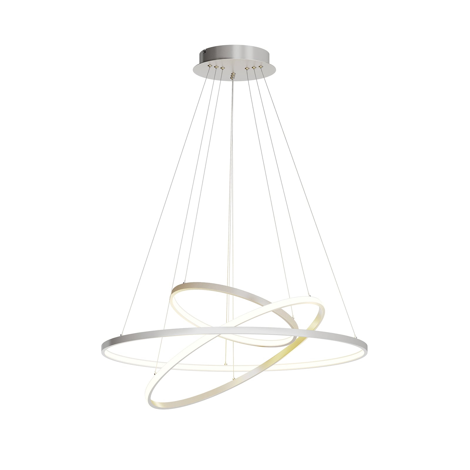 LED pendellampe Ezana nikkel 3 ringer med dimmer