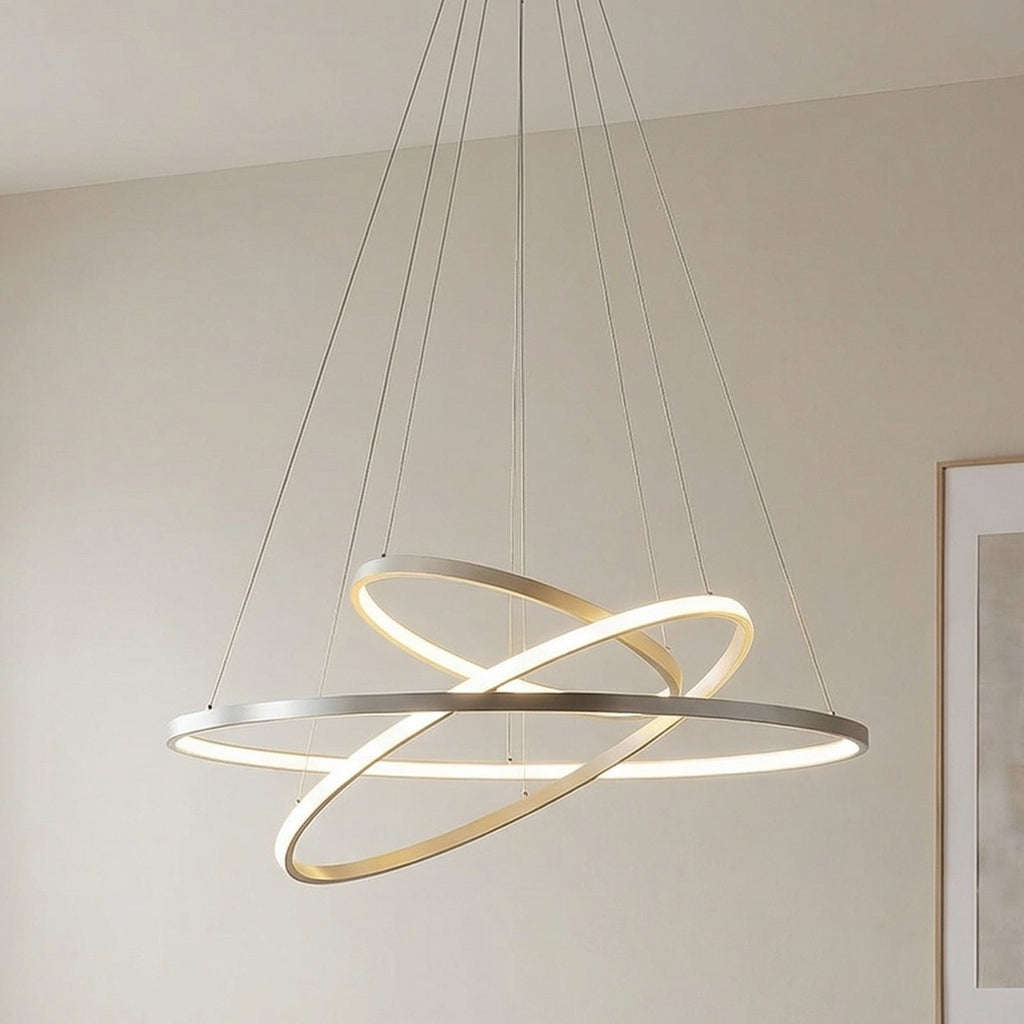 LED pendellampe Ezana nikkel 3 ringer fra undersiden