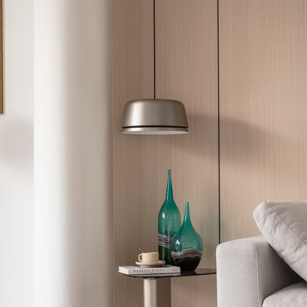 LED pendellampe Faelinor grå aluminium Ø35 cm bakside