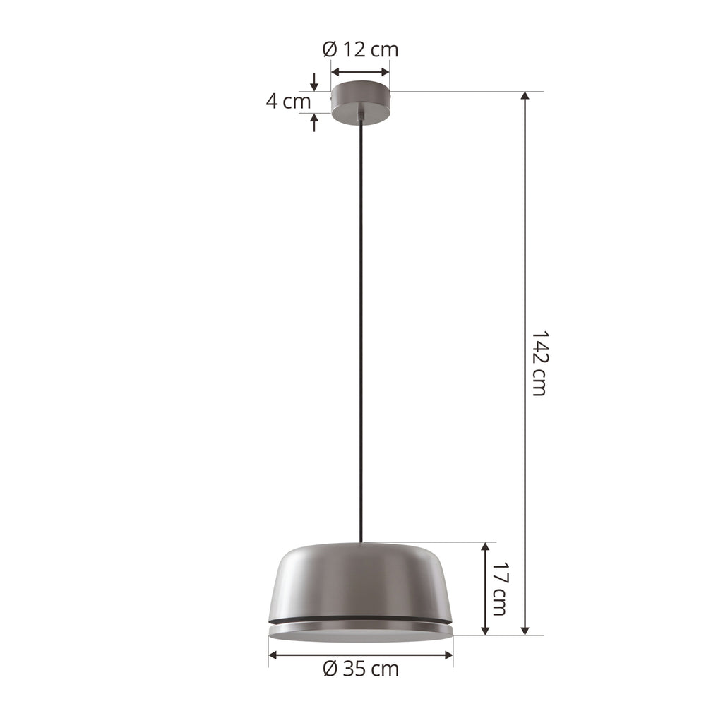 LED pendellampe Faelinor grå aluminium Ø35 cm montert