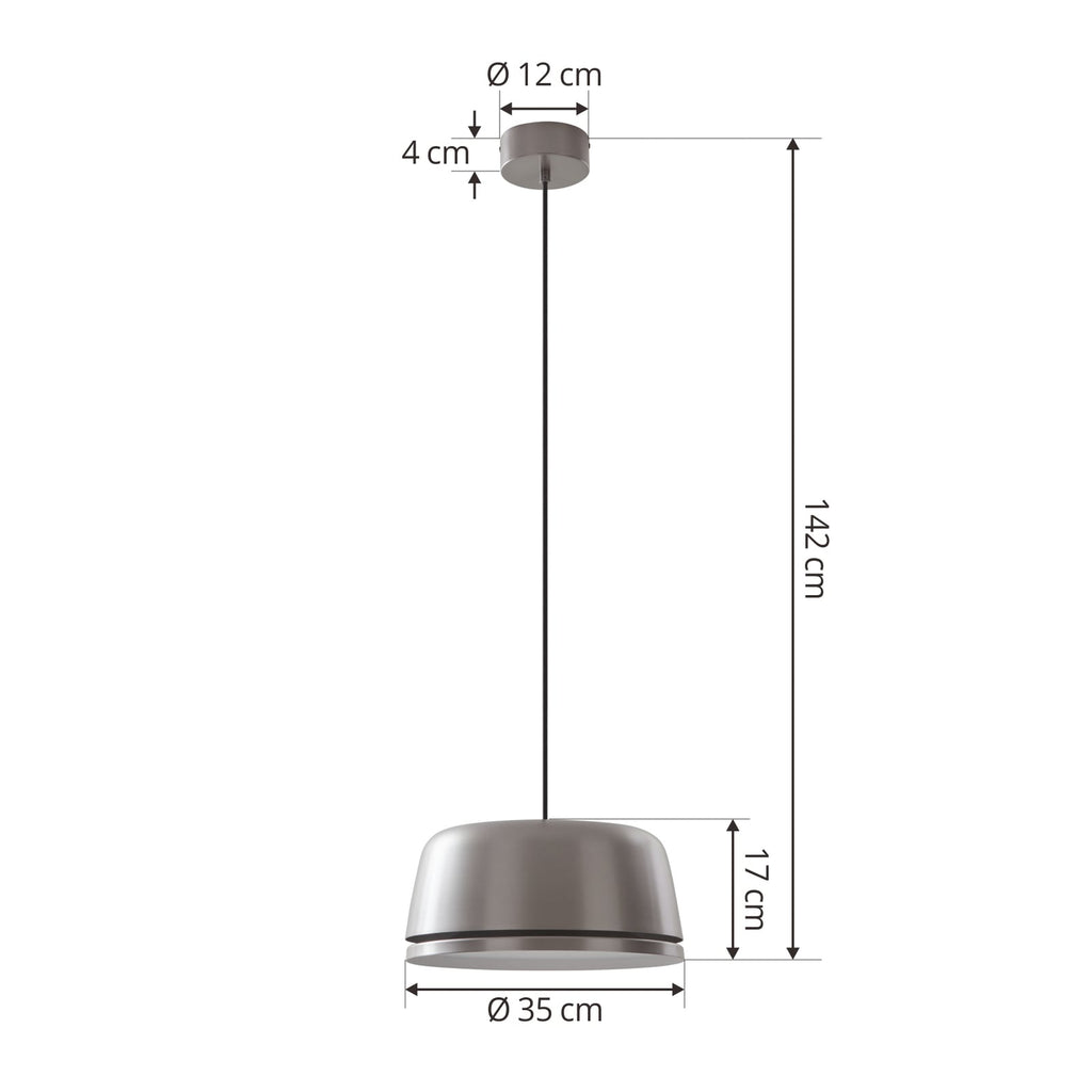 LED pendellampe Faelinor grå aluminium Ø35 cm montert