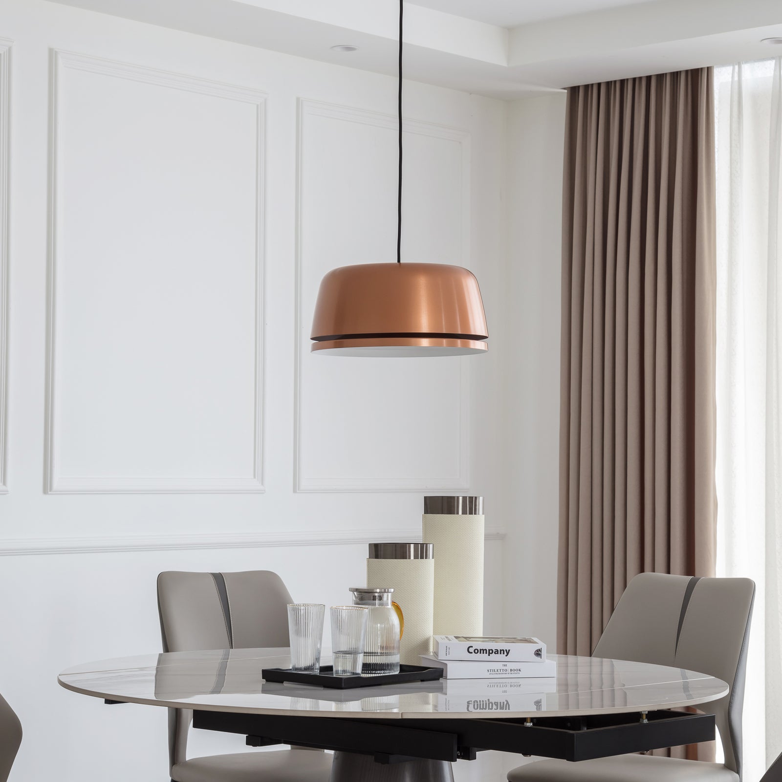 LED pendellampe Faelinor kobber aluminium bakside