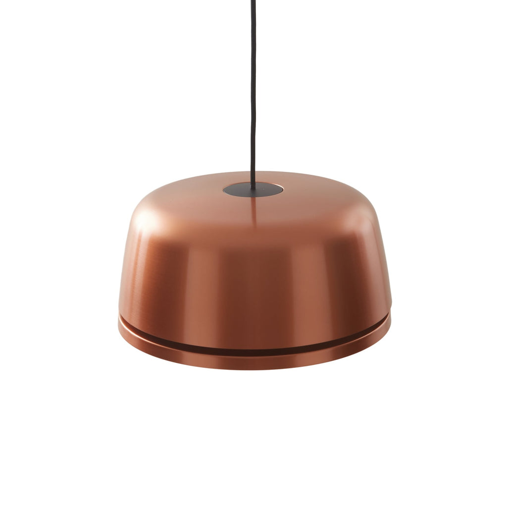 LED pendellampe Faelinor kobber aluminium med lys slått på