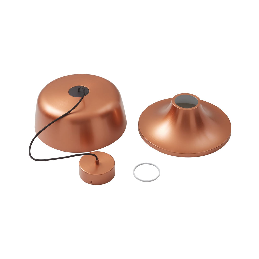 LED pendellampe Faelinor kobber aluminium sideprofil