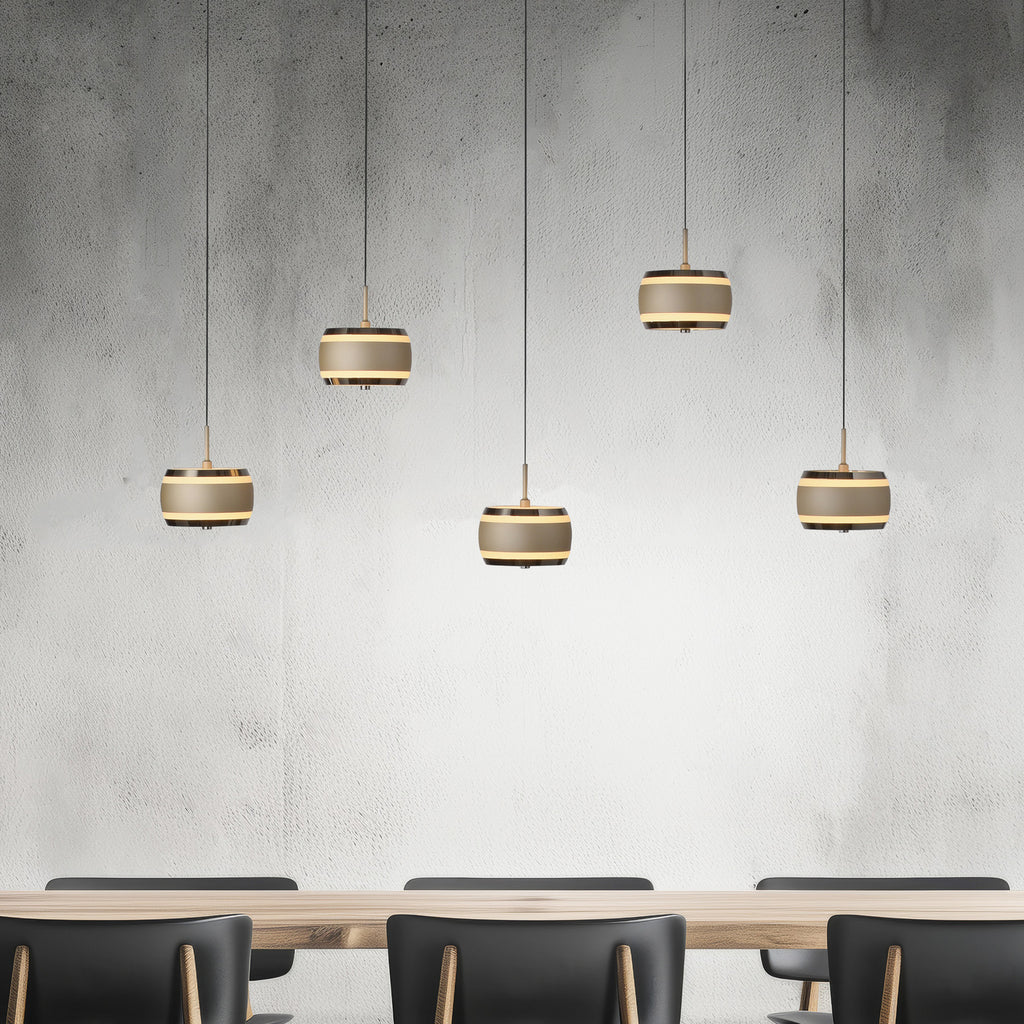 LED pendellampe Falling Rings 5-lys bronse 101 cm CCT forfra