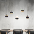 LED pendellampe Falling Rings 5-lys dimbar CCT med fjernkontroll forfra