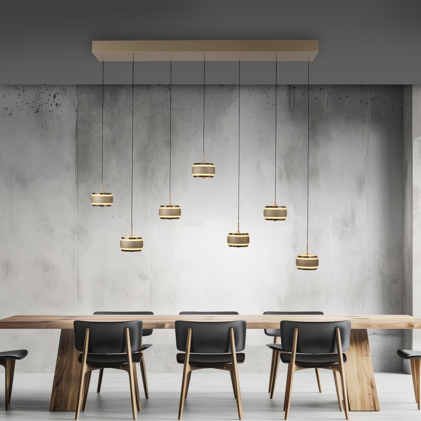 LED pendellampe Falling Rings 7-lys bronse CCT dimbar bakside