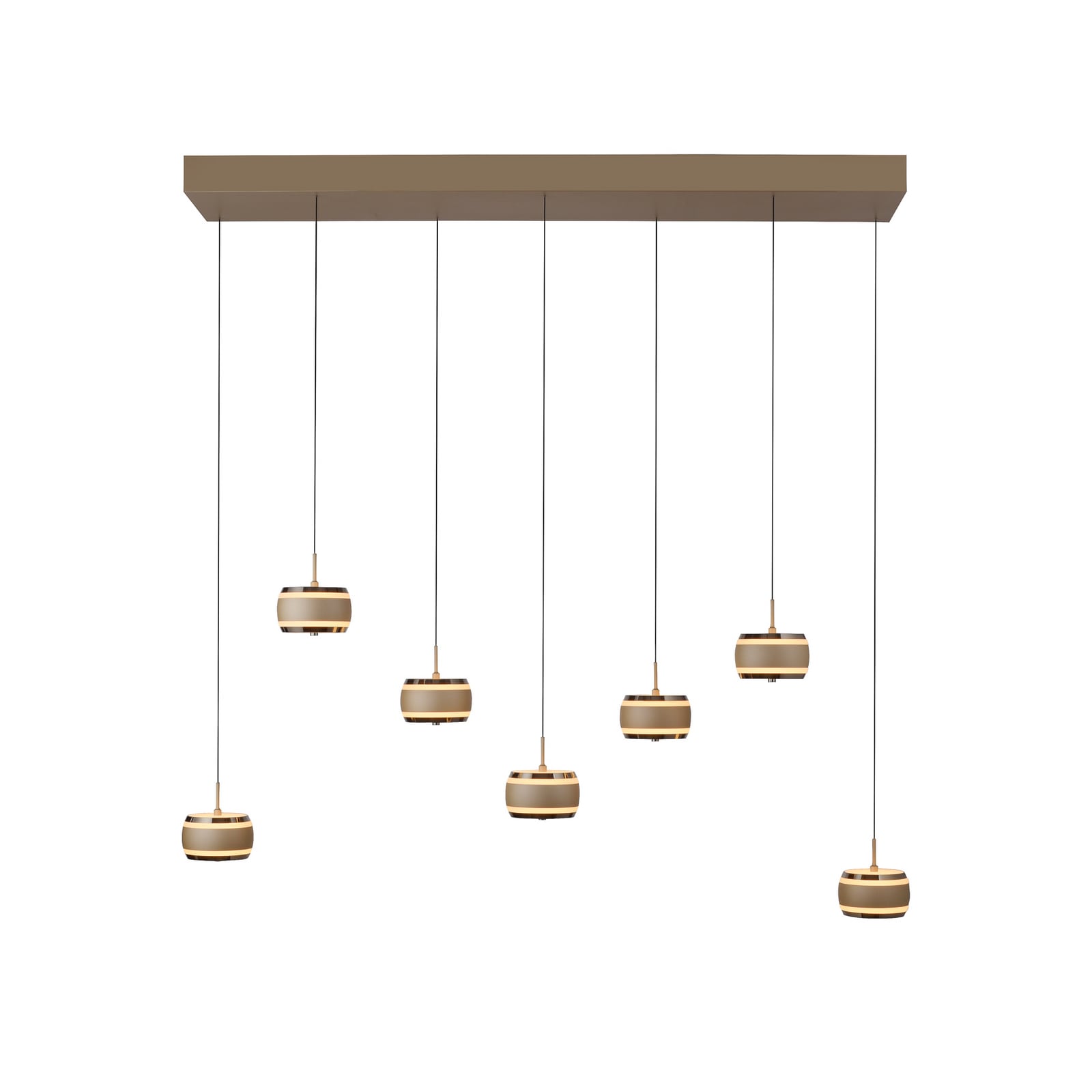 LED pendellampe Falling Rings 7-lys bronse CCT dimbar detalj