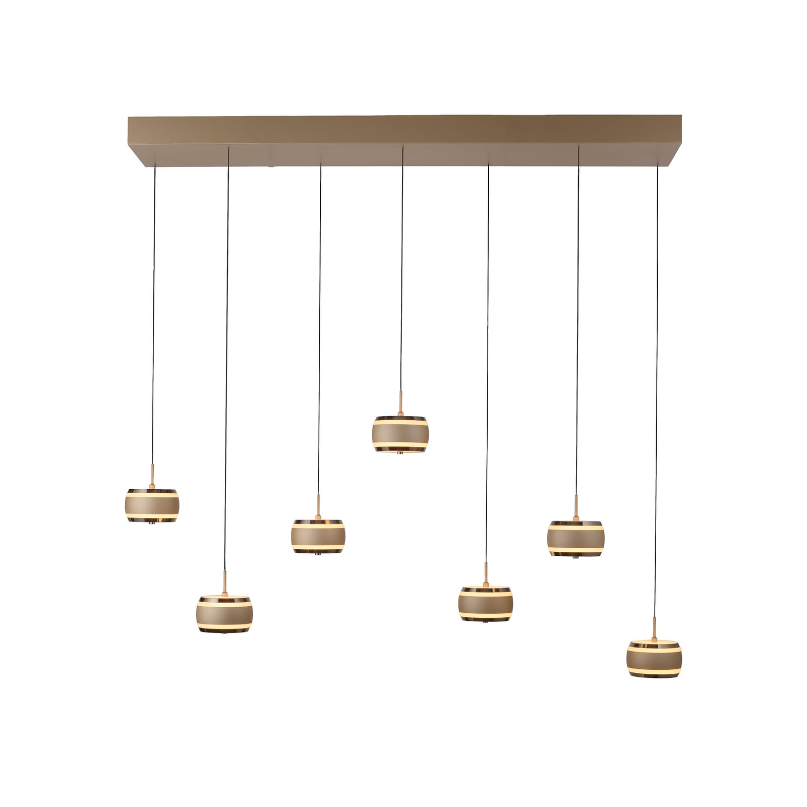 LED pendellampe Falling Rings 7-lys bronse CCT dimbar montert