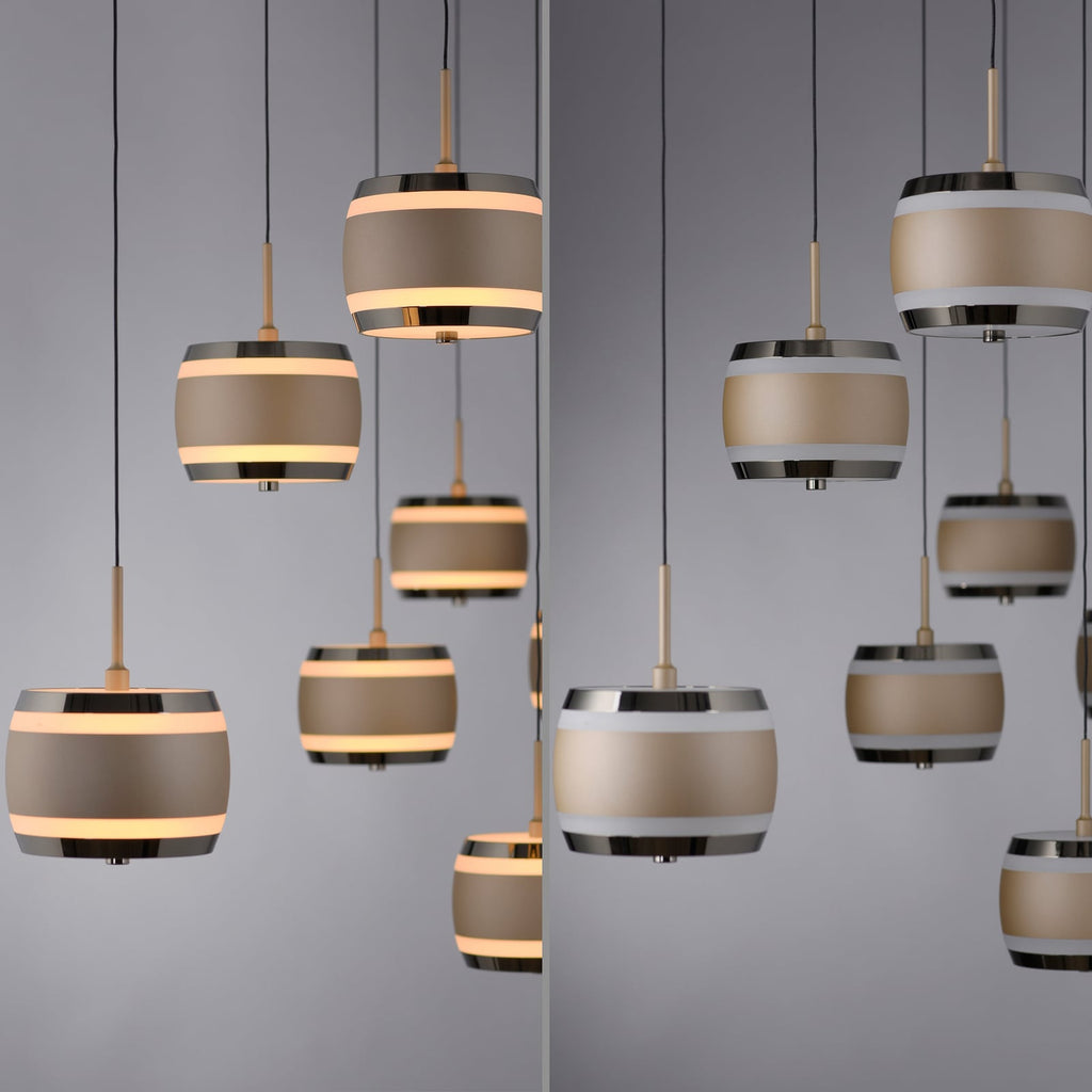 LED pendellampe Falling Rings 7-lys bronse CCT dimbar nærbilde