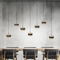 LED pendellampe Falling Rings 7-lys svart CCT dimbar 132 cm forfra