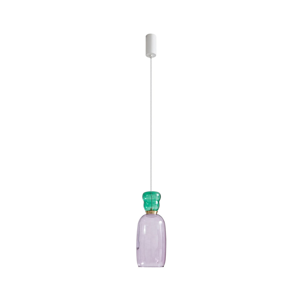 Detalj av LED pendellampe Fay glass lilla/mørkegrønn
