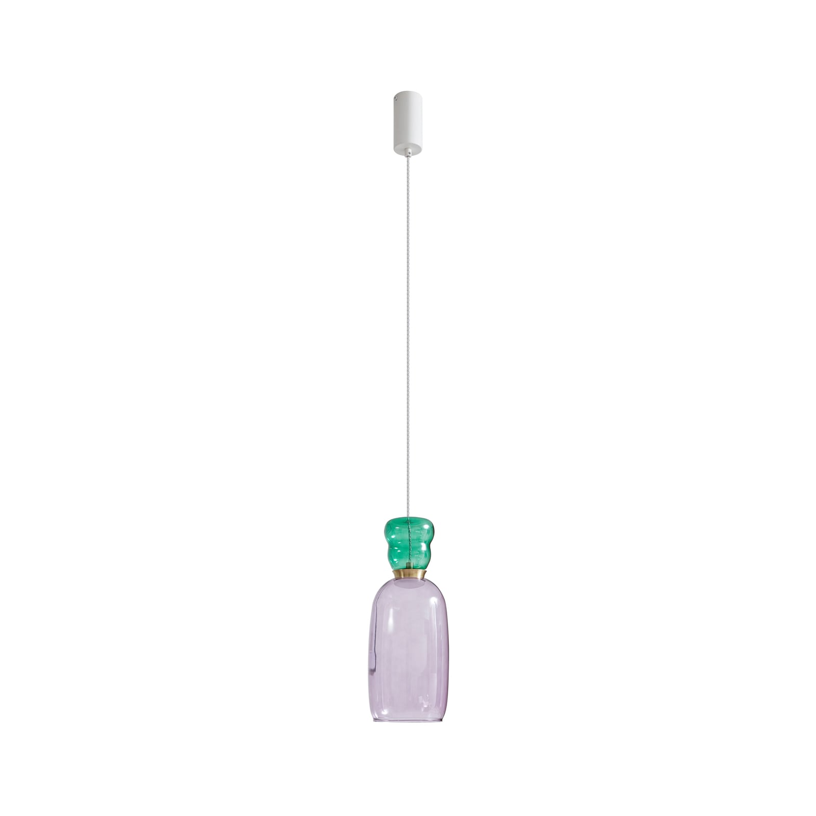 Detalj av LED pendellampe Fay glass lilla/mørkegrønn