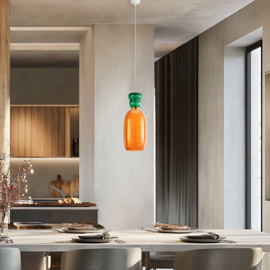 LED pendellampe Fay glass oransje/mørkegrønn bakside