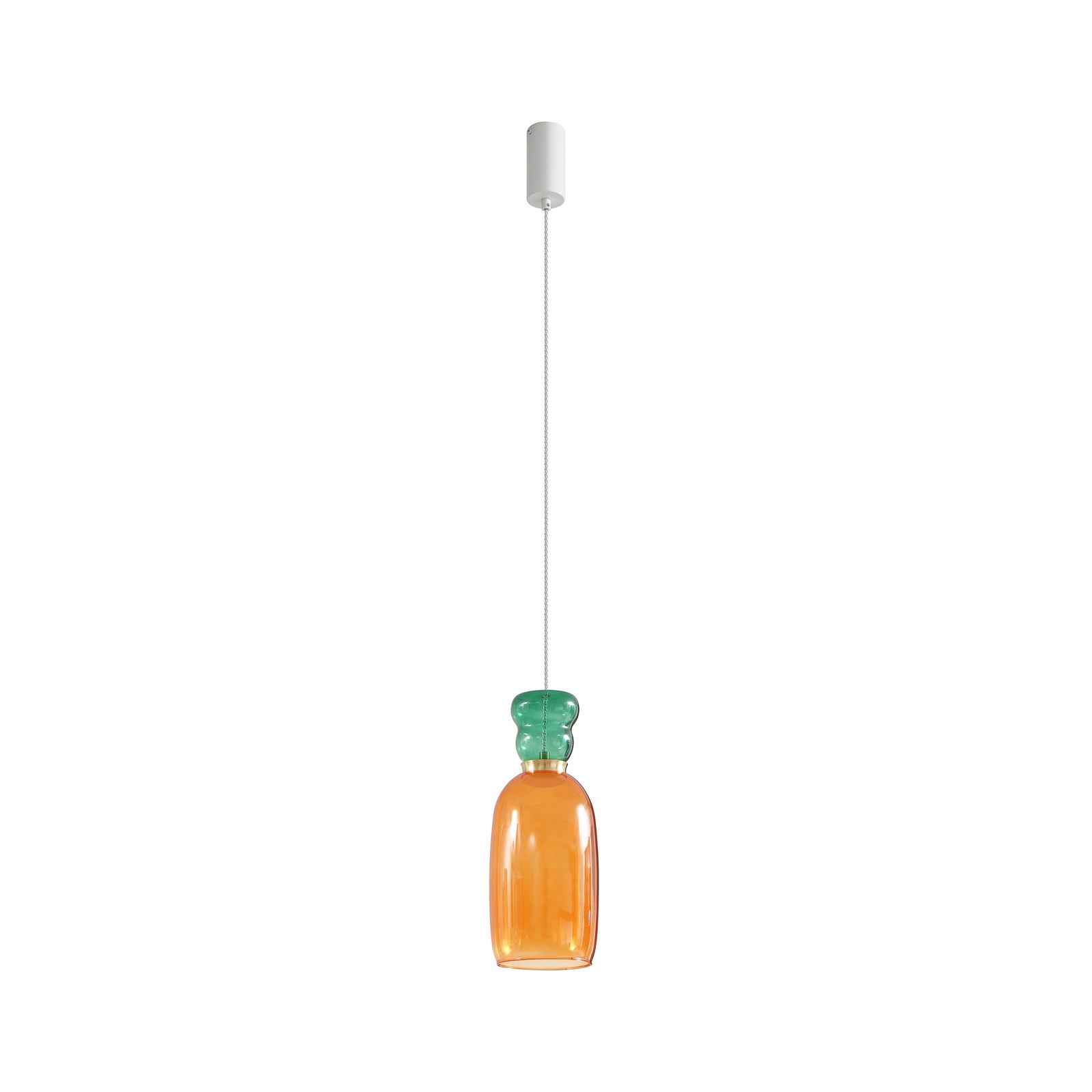 LED pendellampe Fay glass oransje/mørkegrønn detalj av glass