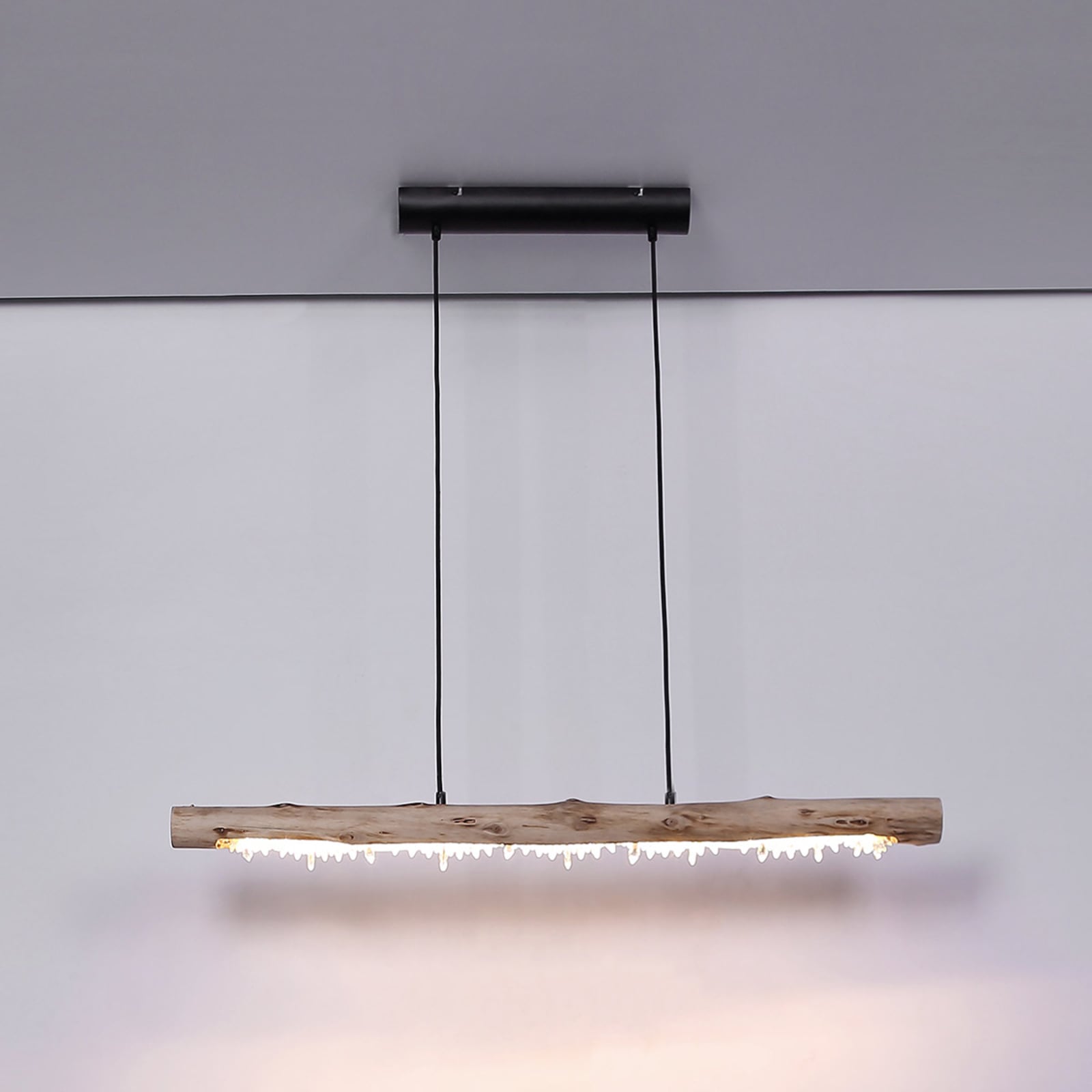 LED pendellampe Felicitas tre/svart 100 cm 15W detalj av materialer