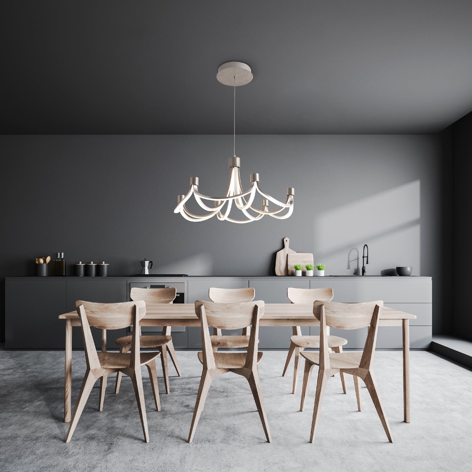 LED pendellampe Festos dimbar matt nikkel Ø55 cm bakside