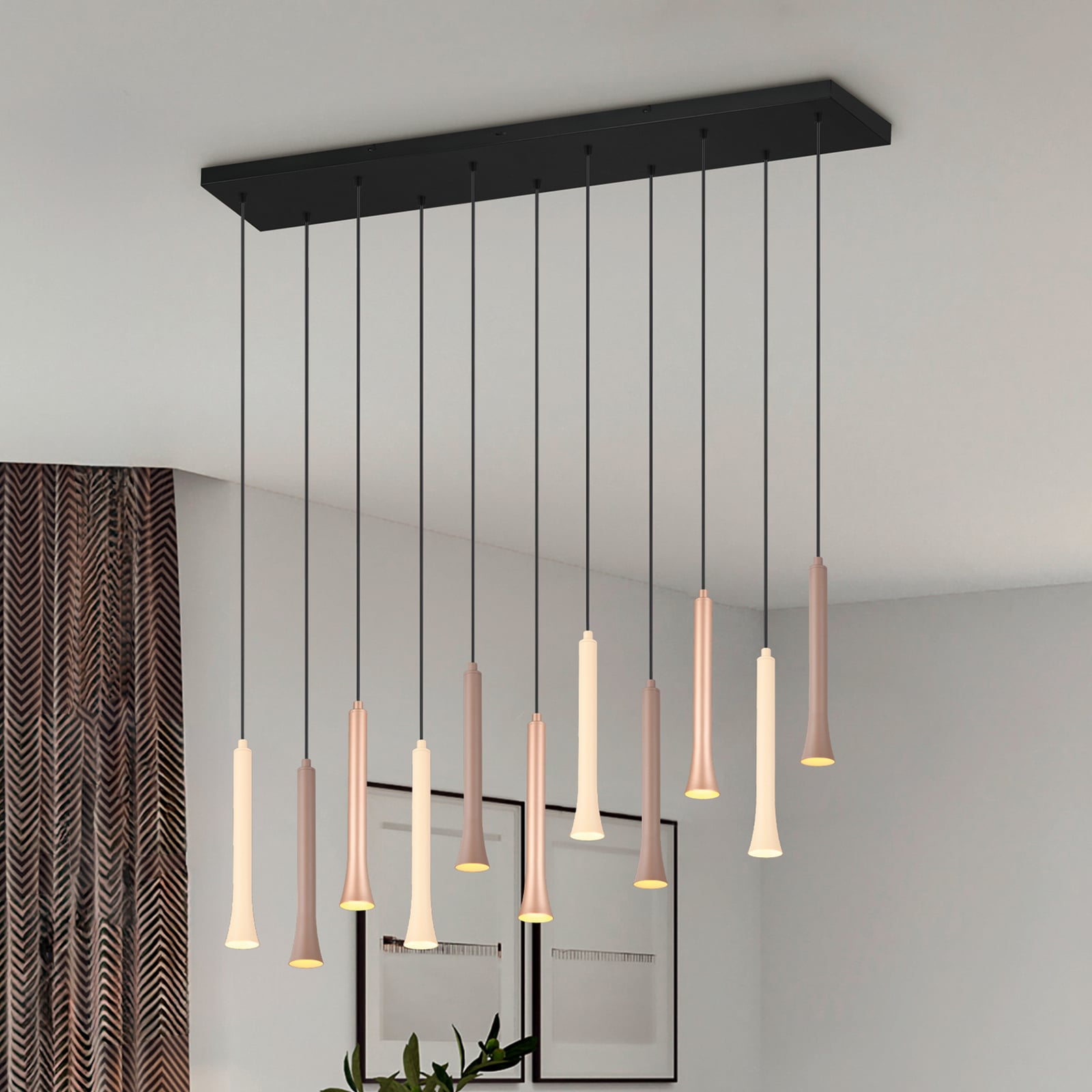 LED pendellampe Fiato 11-lys dimbar CCT taupe/coffee forfra