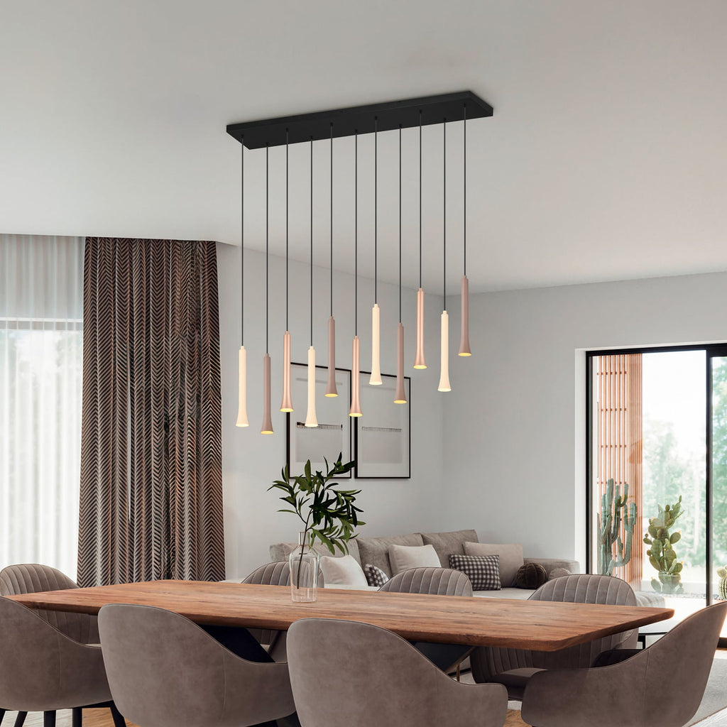 LED pendellampe Fiato 11-lys dimbar CCT taupe/coffee bakside